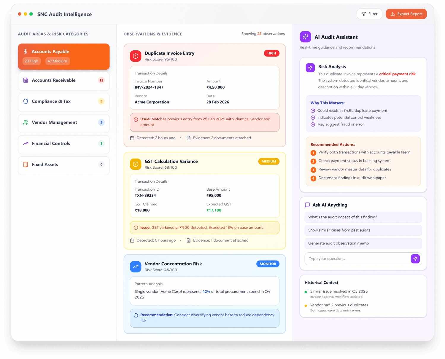 AI Internal Audit Platform | Continuous Risk Monitoring